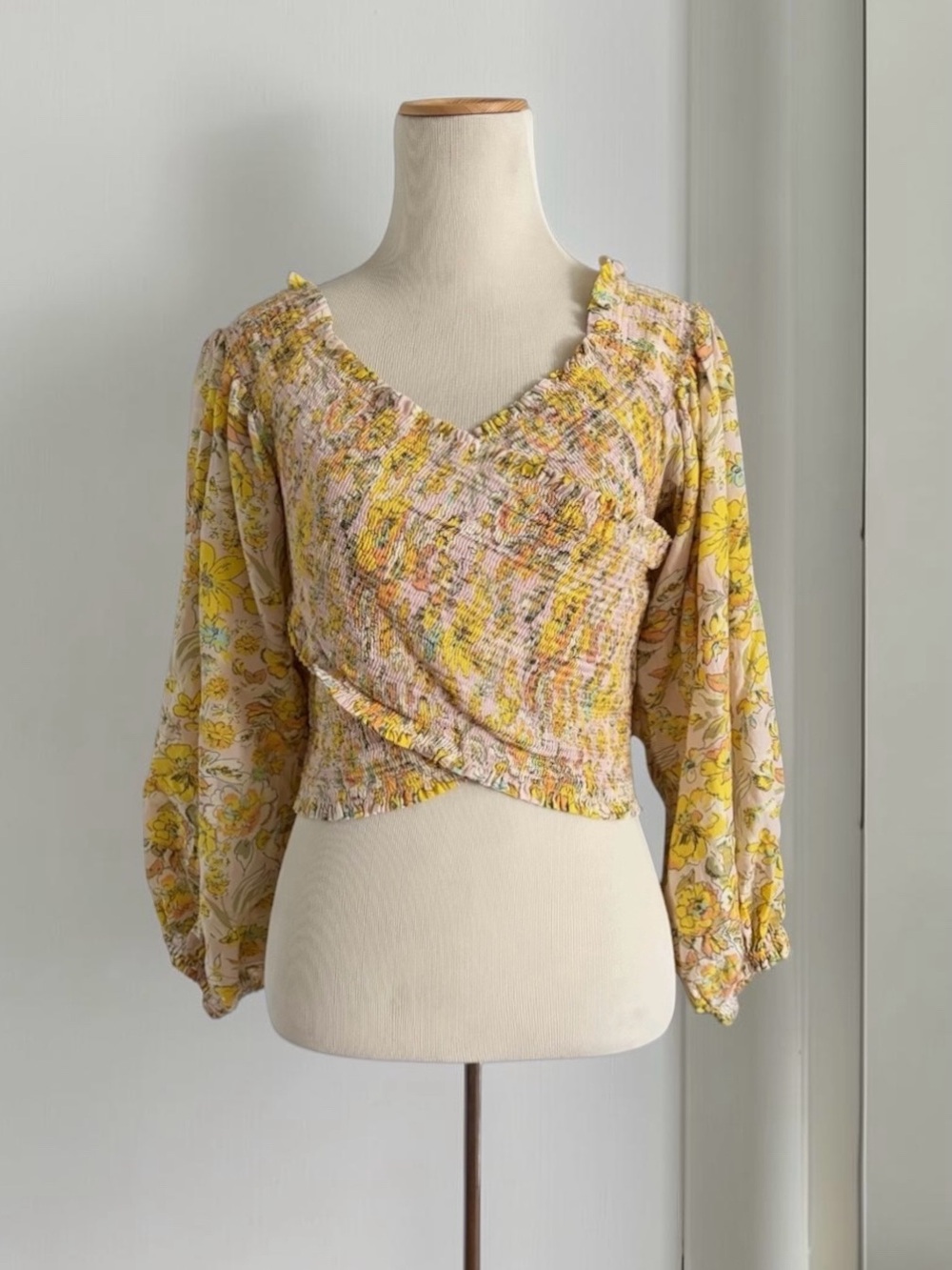 Free People East To West Smocked Floral Top